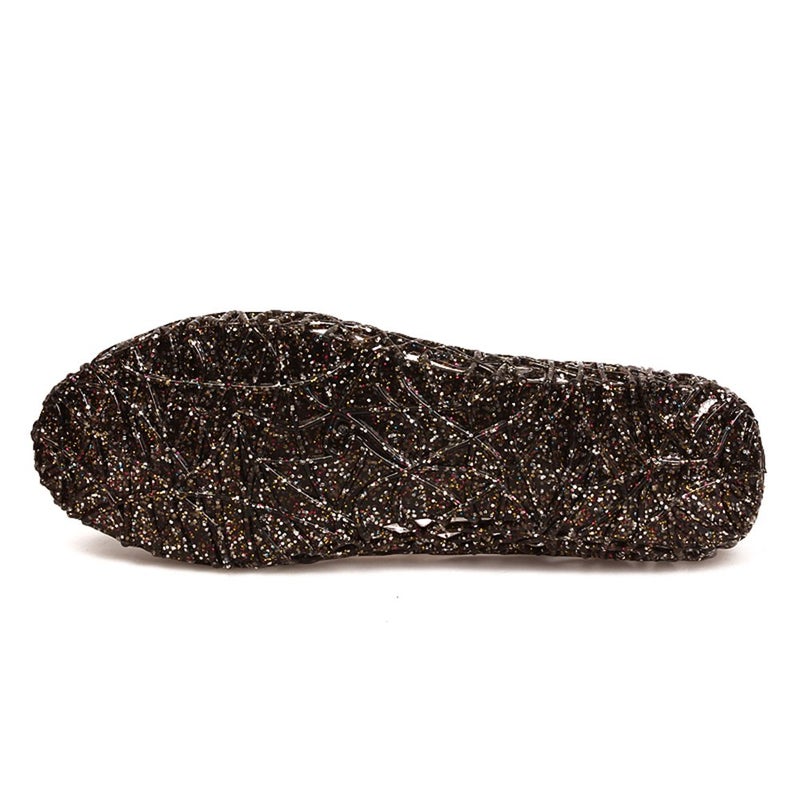 Domucos Womens Sandals Flat Jelly Shoes Slip On Hollow Out Loafers (Black, 11)-43 - Image 5